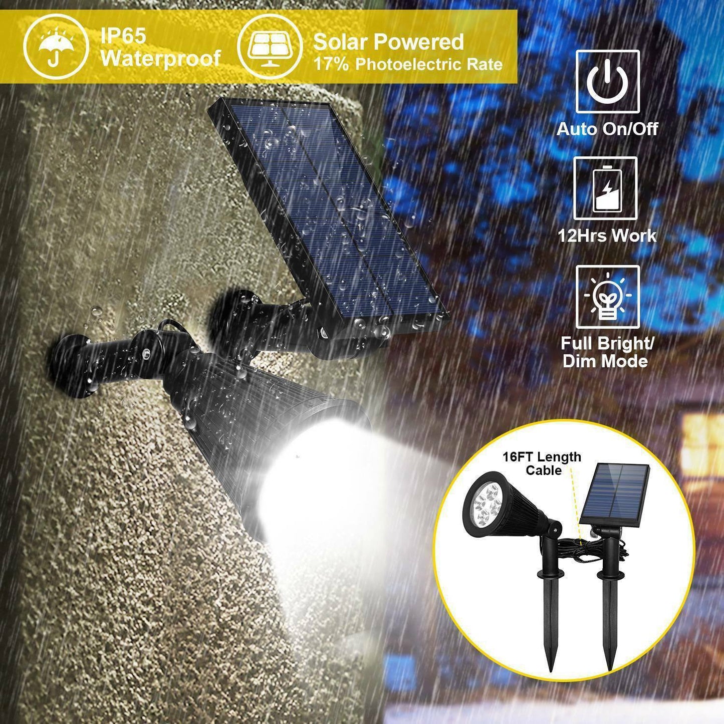 Skorter | Solar Powered Spotlight Outdoor Garden Lamp Waterproof