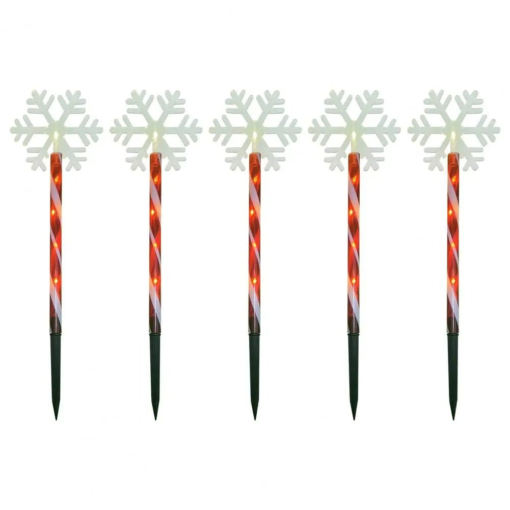 Skorter | Solar Snowflake Christmas Tree Garden Lights – 5pcs. Waterproof LED Stake Lights for Magical Outdoor Christmas Décor and Year-Round Lawn Illumination