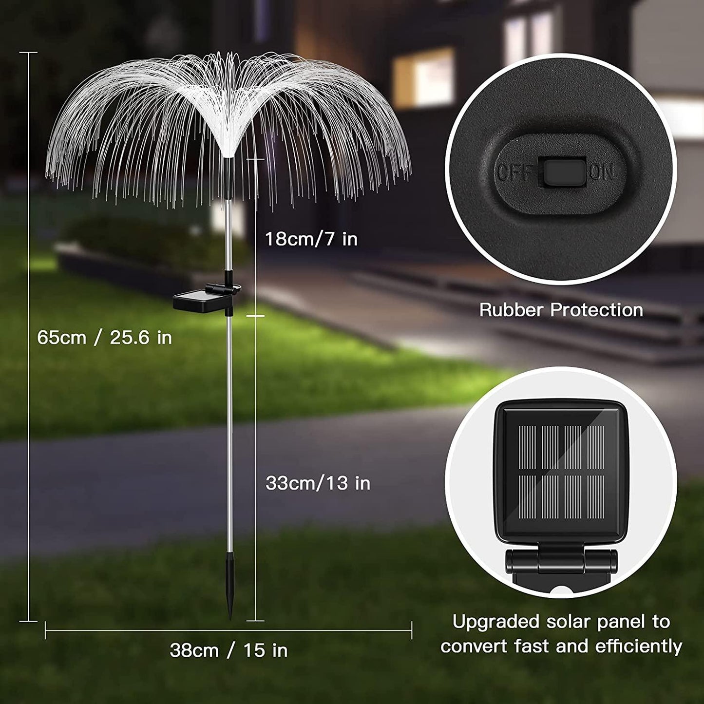 Skorter | Functional Outdoor Lights - Solar Fiber Optic Jellyfish Garden Lamp