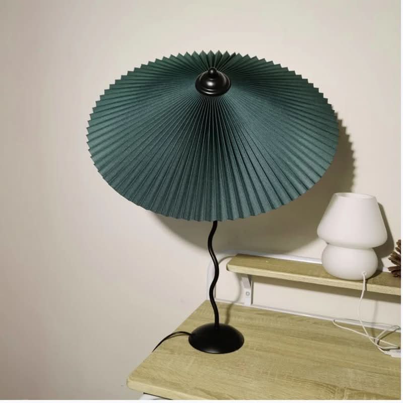 Skorter | Squiggle Umbrella Table Lamp – Modern Twirl Design with Chrome Finish