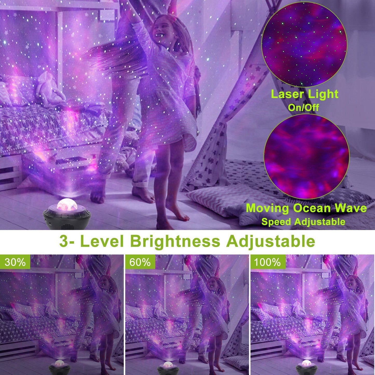 Skorter | Star Projector Lamp RGBW Wireless Music Speaker Night Light