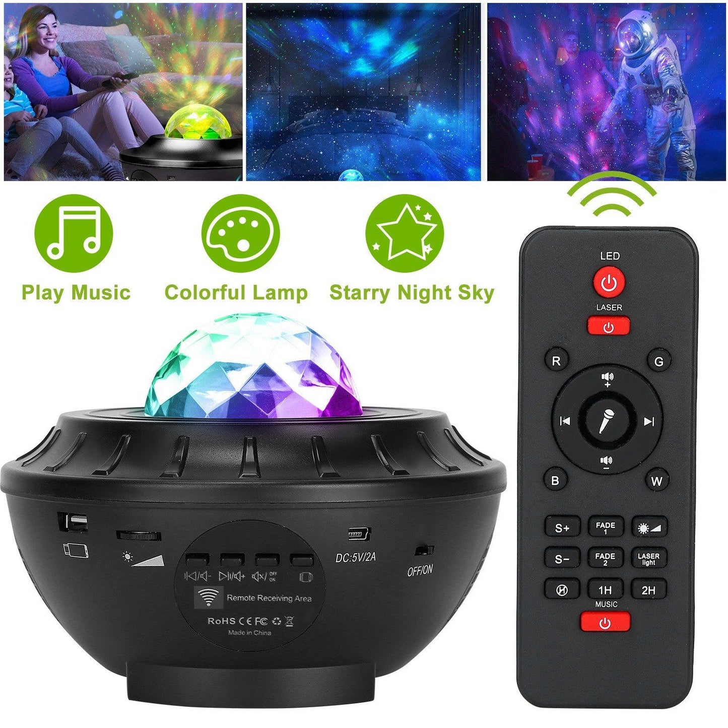 Skorter | Star Projector Lamp RGBW Wireless Music Speaker Night Light
