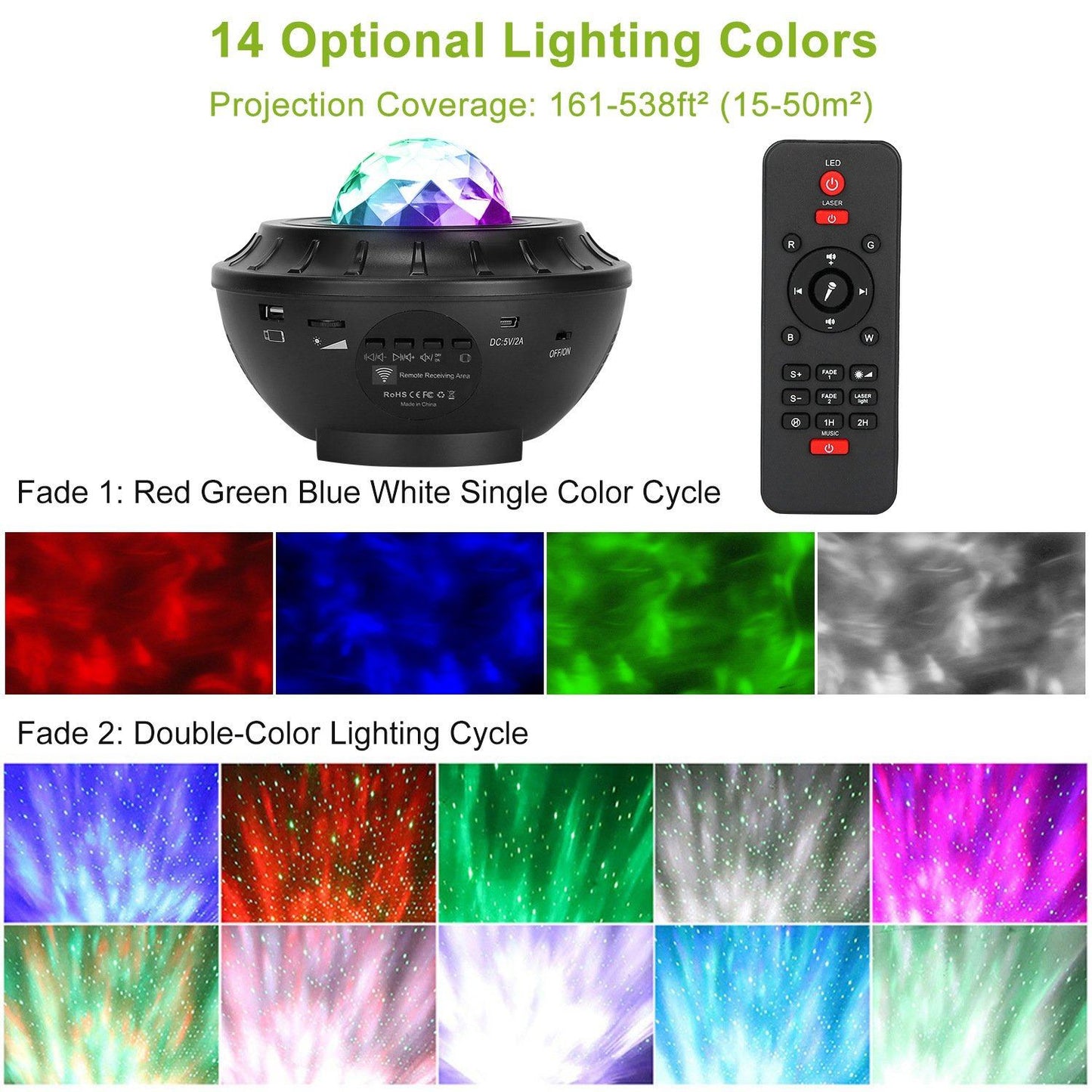 Skorter | Star Projector Lamp RGBW Wireless Music Speaker Night Light