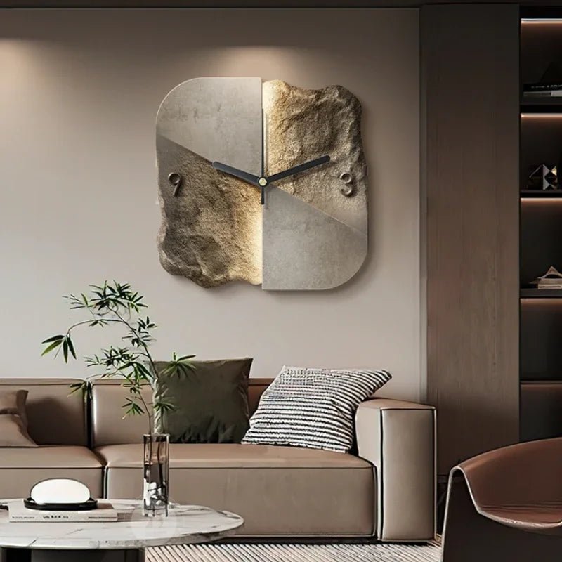 Skorter | StoneAura – Modern Sandstone-Effect Wall Clock with Silent Quartz