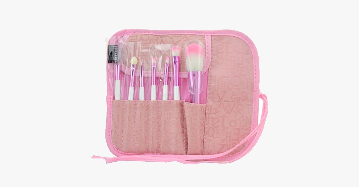 Skorter | 7-piece pink brush set – makeup brushes for a flawless look