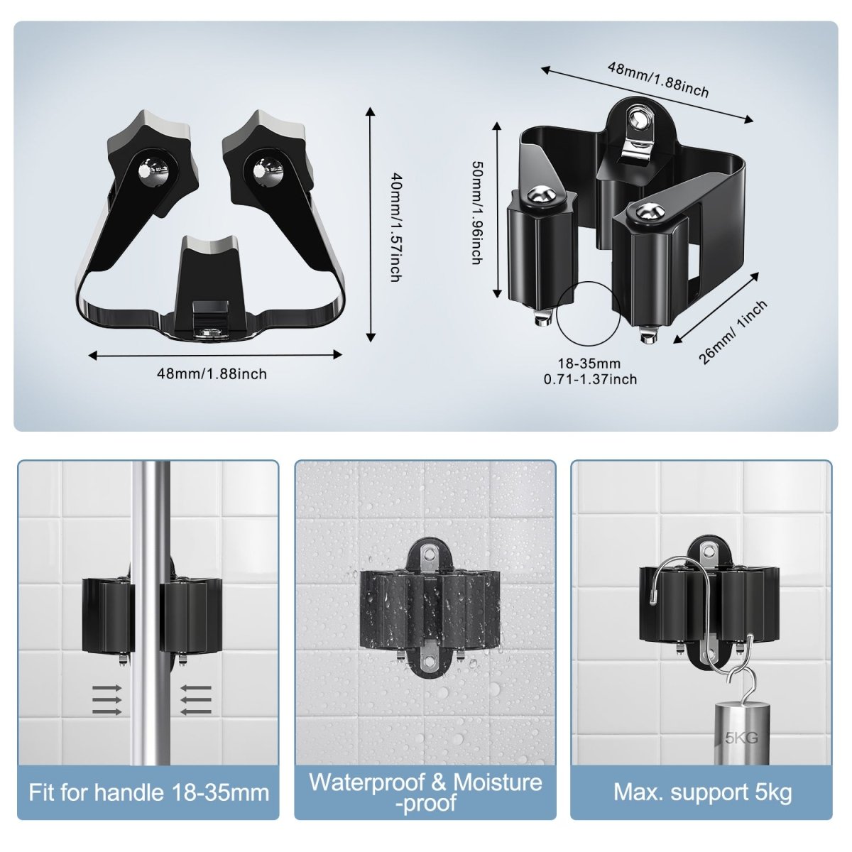 Skorter | TIDYGARD – Durable Wall-Mounted Garden Tool Holder with Anti-Slip Clamps for Garage and Shed Organization