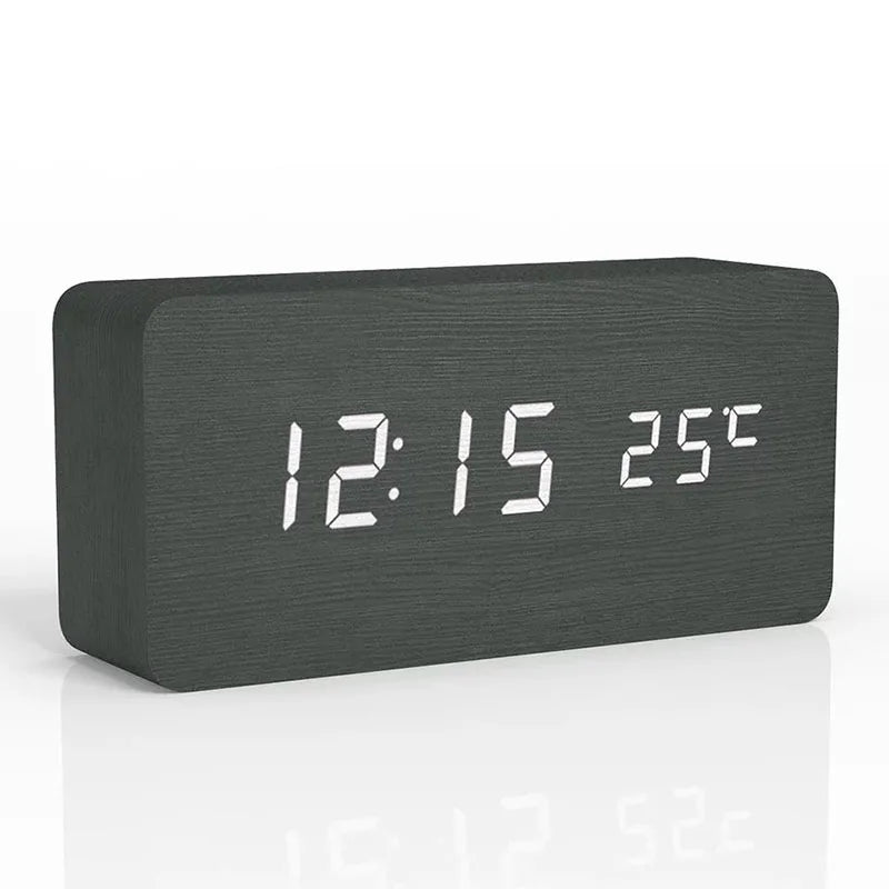 Skorter | Timbertime - Natural Wood LED Clock - Unique Design - Digital Alarm Function