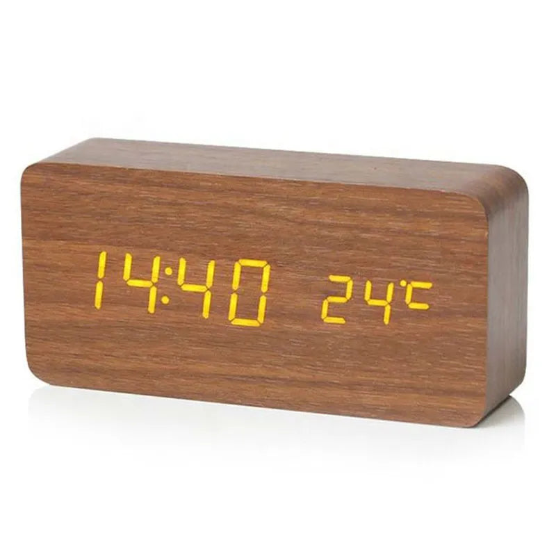 Skorter | Timbertime - Natural Wood LED Clock - Unique Design - Digital Alarm Function