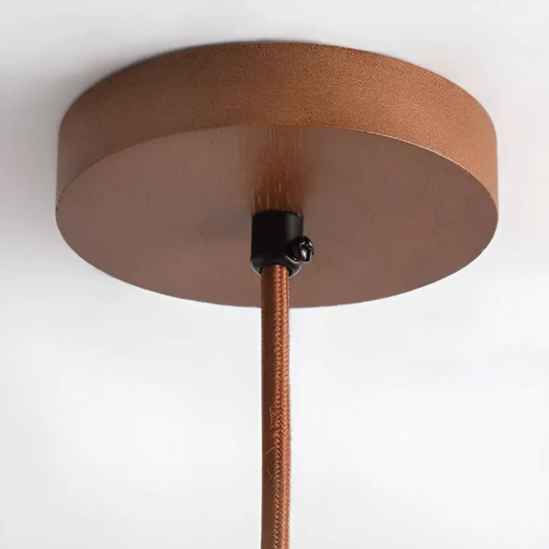 Skorter | TranquilHalo – LED Retro Ceiling Light in Stone & Wood