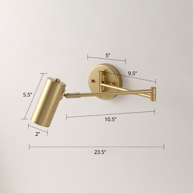 Tubular Bedside Wall Mounted Reading Lamp Metal 1 Bulb Postmodern Wall Light with Extendable Arm - SKØRTER