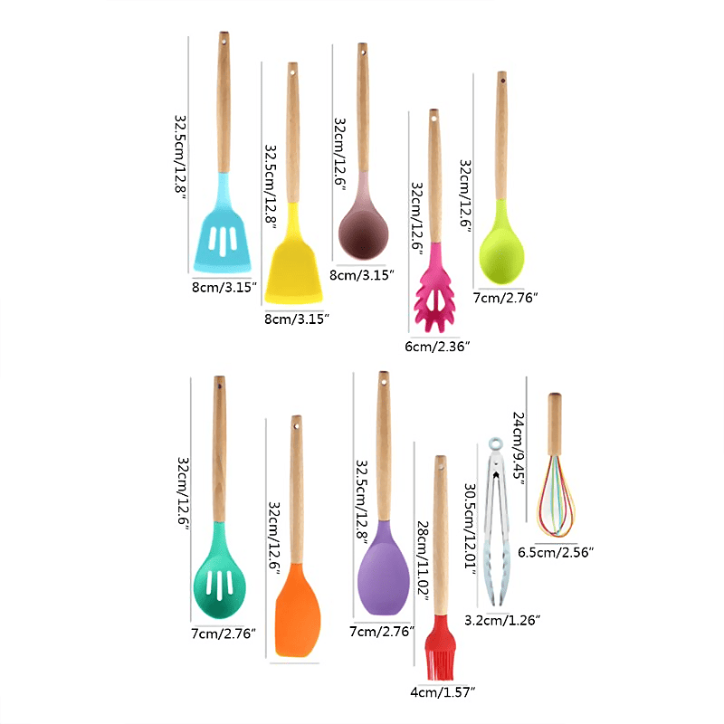 Skorter kitchen utensils with wooden handle 11 pieces