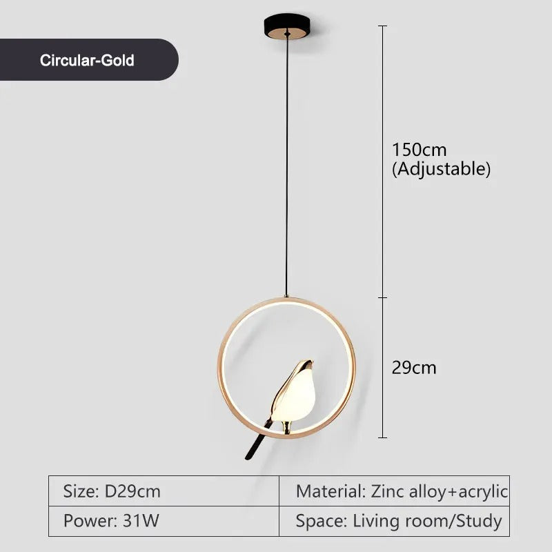 Skorter | Circle Pendant Lamp with Bird Motifs – Modern Lighting Fixture for Home Decor & Unique Ceiling Design