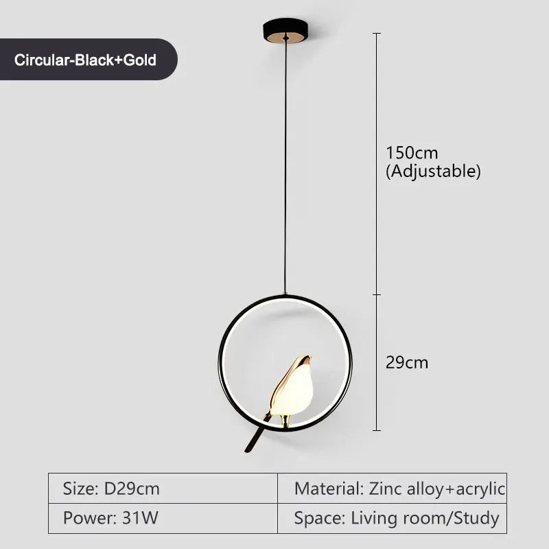 Skorter | Circle Pendant Lamp with Bird Motifs – Modern Lighting Fixture for Home Decor & Unique Ceiling Design