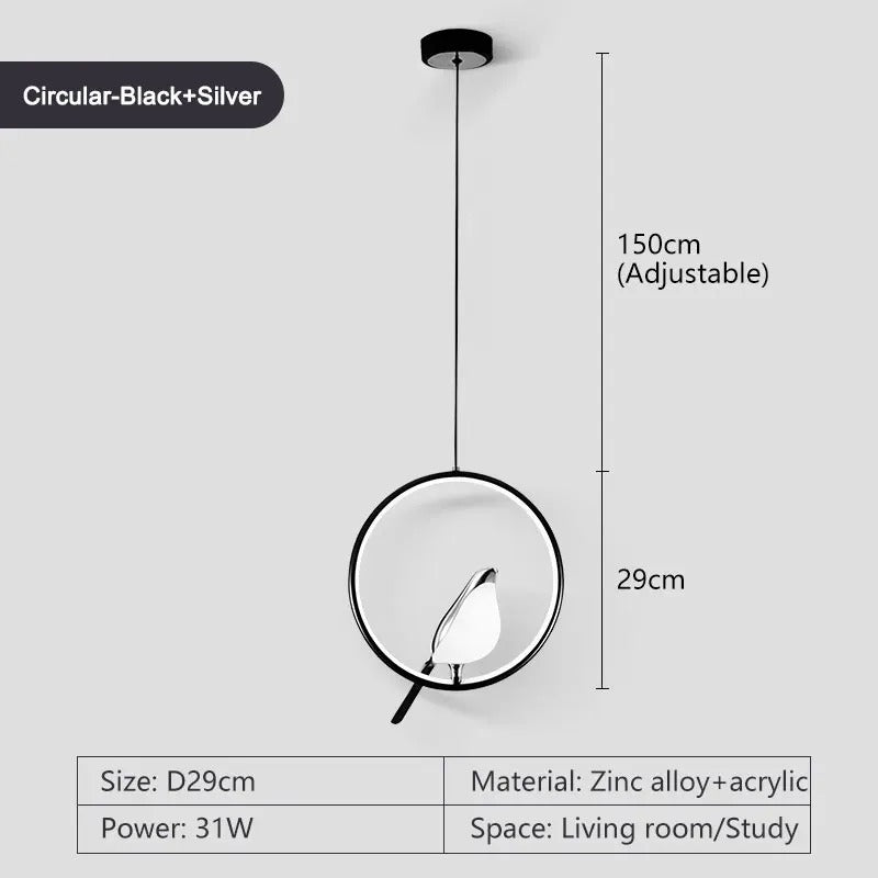 Skorter | Circle Pendant Lamp with Bird Motifs – Modern Lighting Fixture for Home Decor & Unique Ceiling Design