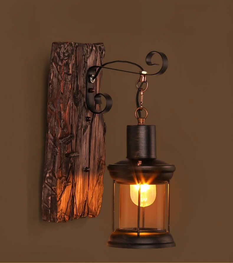 Skorter | Veritas Wall Lamp – Glass Cylinder with Wooden Base & Modern LED Design
