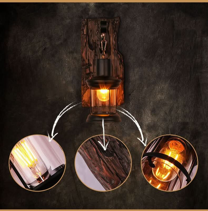 Skorter | Veritas Wall Lamp – Glass Cylinder with Wooden Base & Modern LED Design