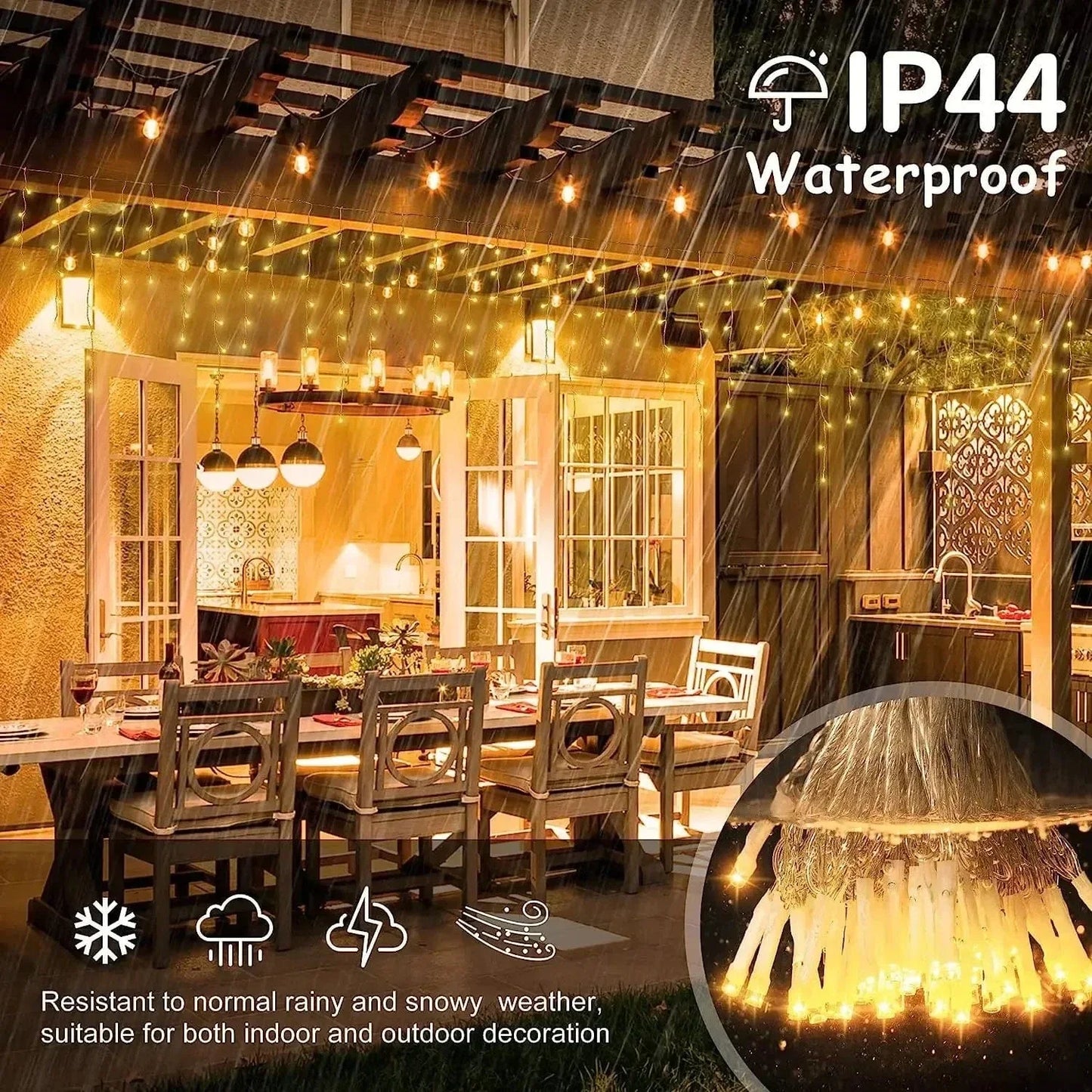 Skorter | Twinkling Icicle String LED Lights | Warm White & Cool White, Extendable for Indoor & Outdoor Holiday Decor