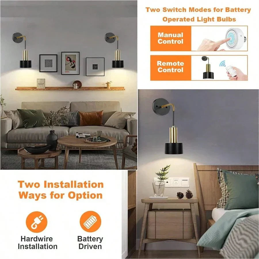 Skorter | Wireless Rechargeable Wall Lamp | Remote Control, Adjustable Brightness & Color Temperature for Bedrooms and Foyers