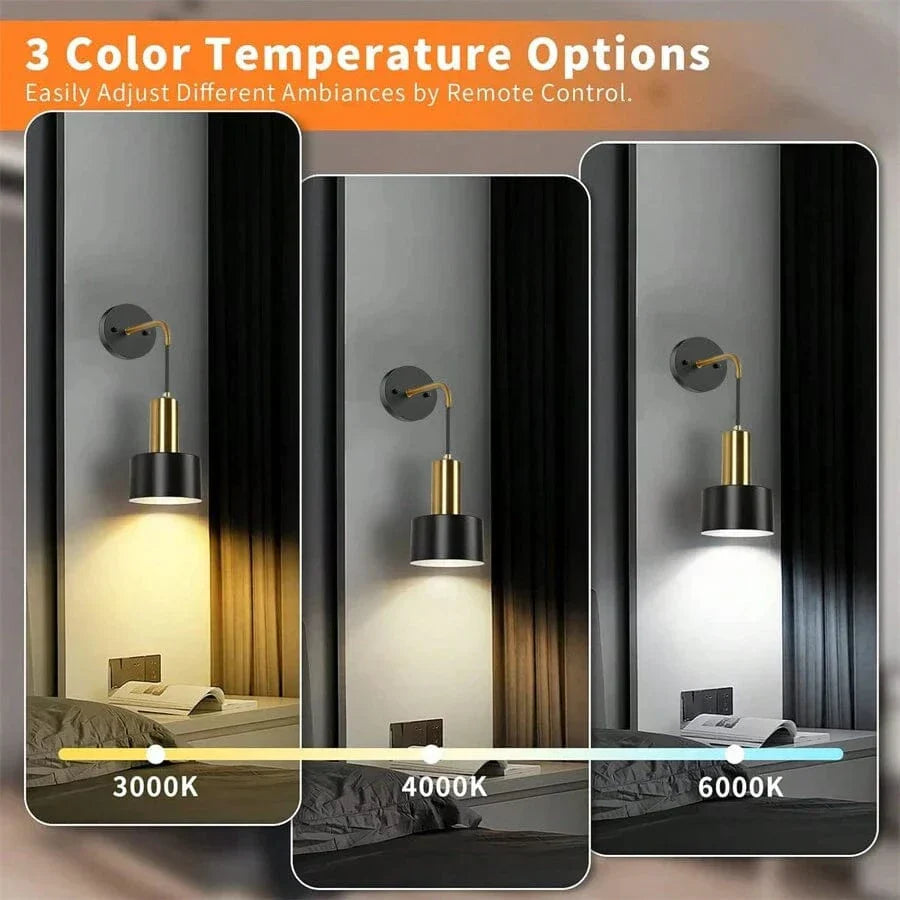 Skorter | Wireless Rechargeable Wall Lamp | Remote Control, Adjustable Brightness & Color Temperature for Bedrooms and Foyers