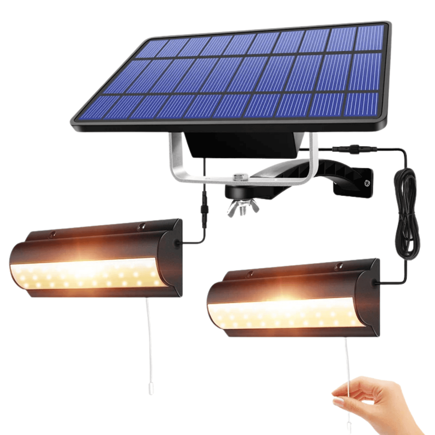Skorter | Solar Pendant Outdoor Light | Dual or Single Head, IP65 Waterproof & Solar-Powered for Patios, Barns, and Indoor Use