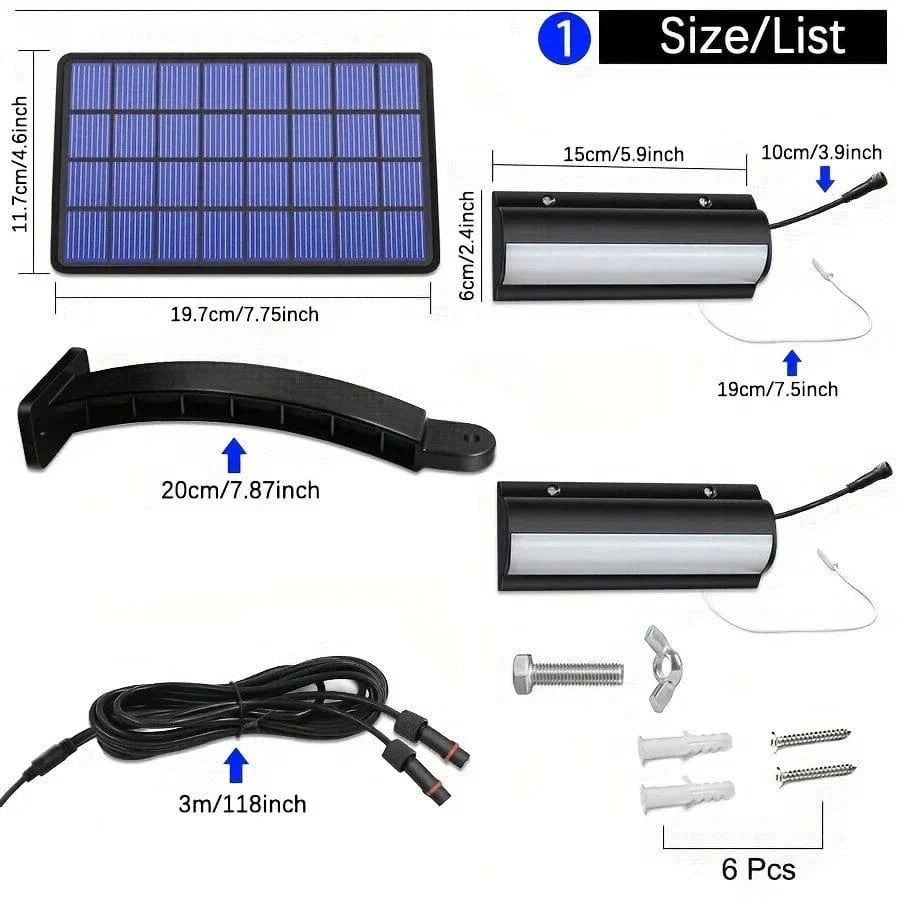 Skorter | Solar Pendant Outdoor Light | Dual or Single Head, IP65 Waterproof & Ideal for Patios, Barns, and Indoor Spaces