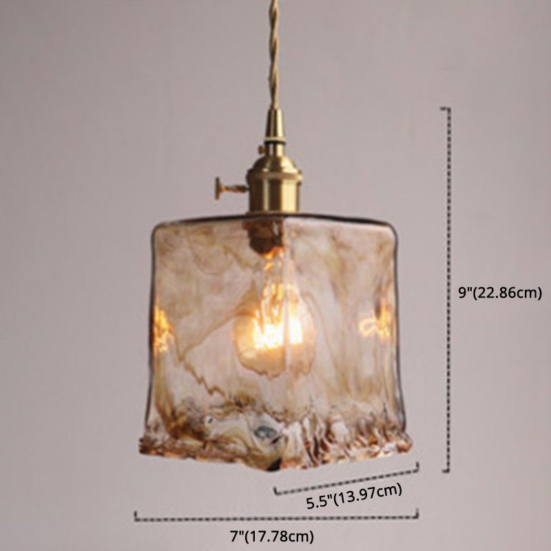 Vintage 1 Light Pendant Lamp Amber Alabaster Glass Pendant Lighting for Living Room - SKØRTER