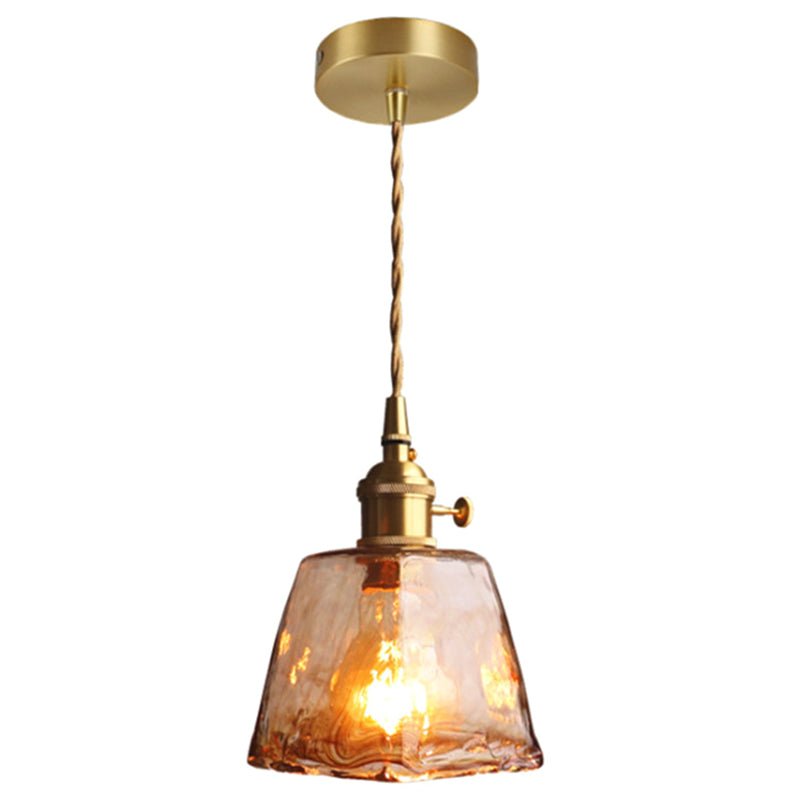 Vintage 1 Light Pendant Lamp Amber Alabaster Glass Pendant Lighting for Living Room - SKØRTER