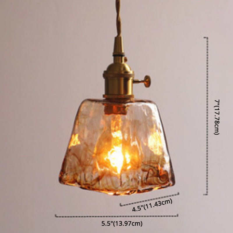 Vintage 1 Light Pendant Lamp Amber Alabaster Glass Pendant Lighting for Living Room - SKØRTER