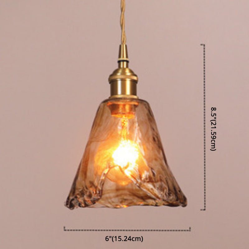 Vintage 1 Light Pendant Lamp Amber Alabaster Glass Pendant Lighting for Living Room - SKØRTER