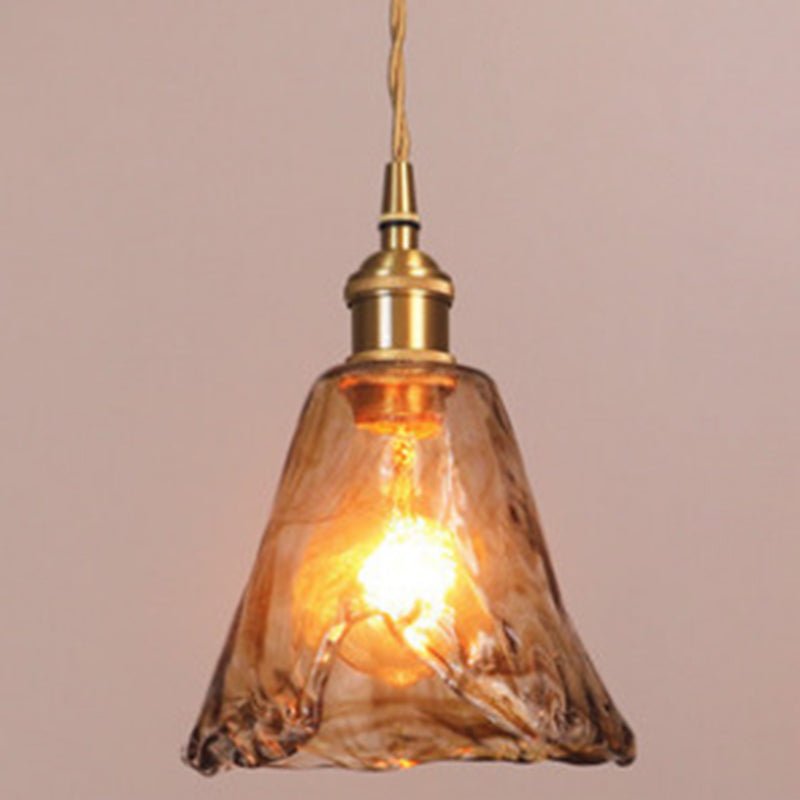 Vintage 1 Light Pendant Lamp Amber Alabaster Glass Pendant Lighting for Living Room - SKØRTER
