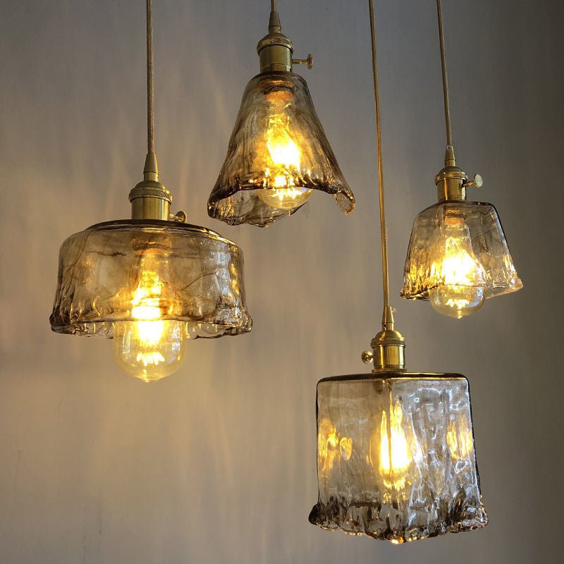 Vintage 1 Light Pendant Lamp Amber Alabaster Glass Pendant Lighting for Living Room - SKØRTER