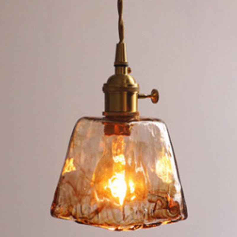 Vintage 1 Light Pendant Lamp Amber Alabaster Glass Pendant Lighting for Living Room - SKØRTER