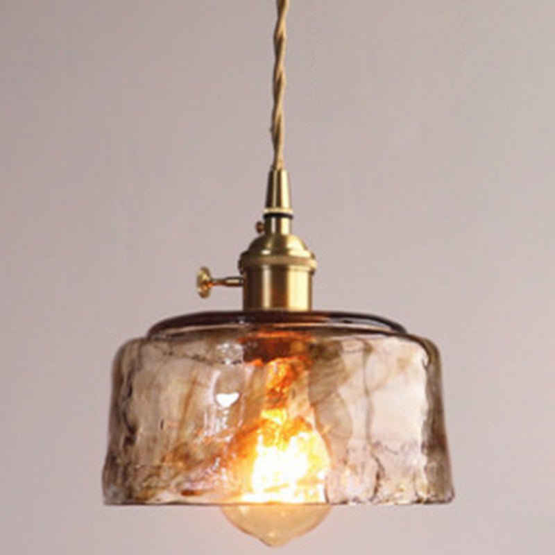 Vintage 1 Light Pendant Lamp Amber Alabaster Glass Pendant Lighting for Living Room - SKØRTER