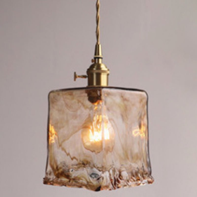 Vintage 1 Light Pendant Lamp Amber Alabaster Glass Pendant Lighting for Living Room - SKØRTER