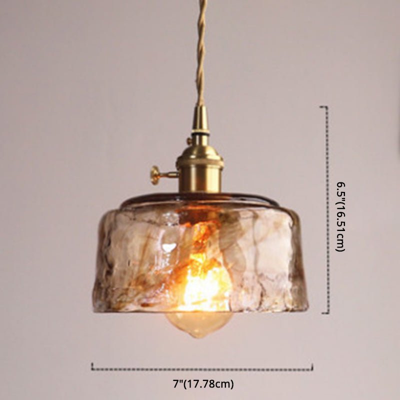 Vintage 1 Light Pendant Lamp Amber Alabaster Glass Pendant Lighting for Living Room - SKØRTER