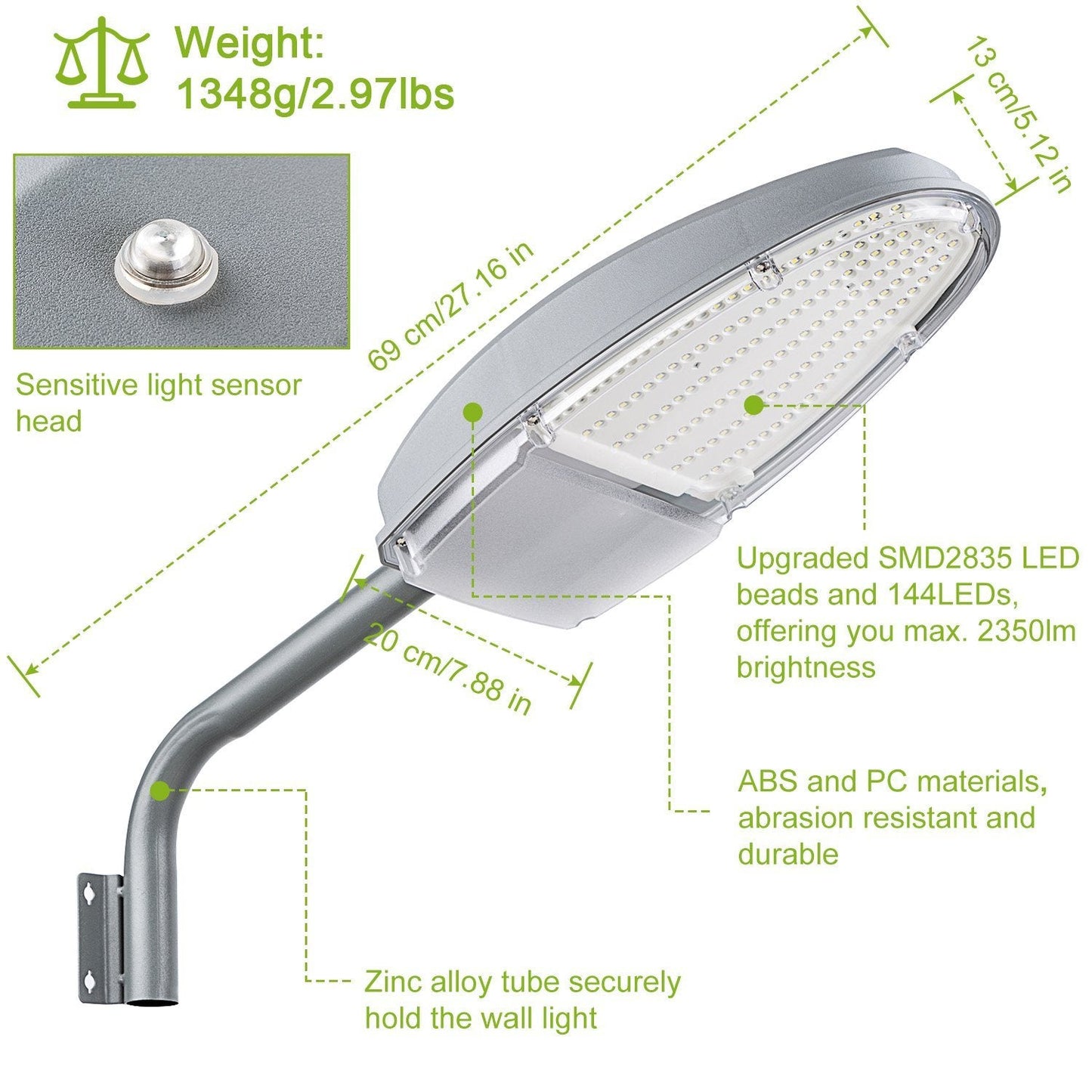 Skorter | Wall-mounted LED lamps 144LEDs Photo cell sensor street lighting IP65 waterproof
