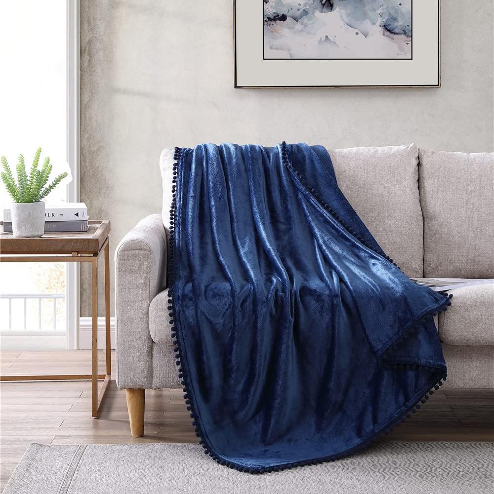 Skorter | Walnut Flannel Pompom 50" x 70" Throw Blanket