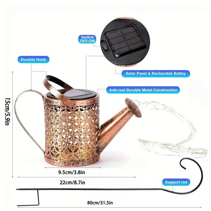 Skorter | Watering Can Solar Garden Light - Copper, Solar Powered