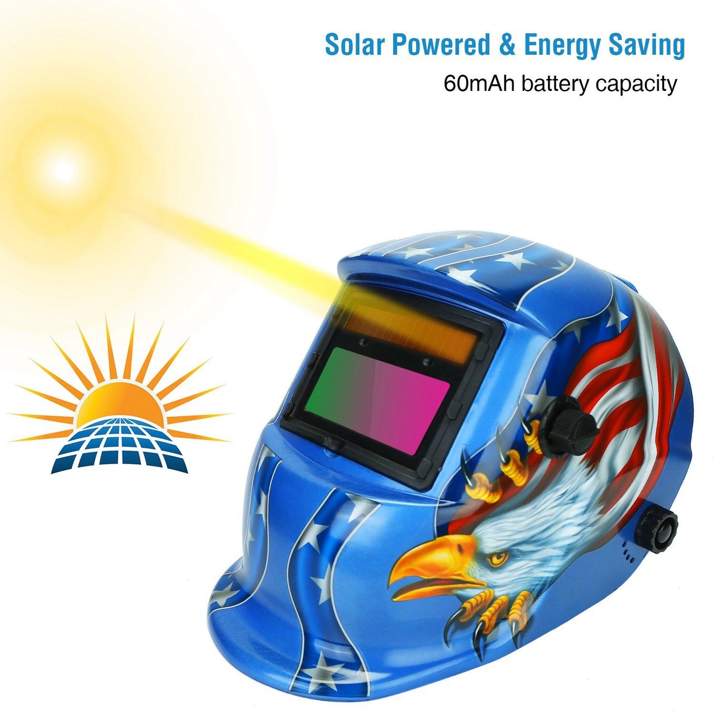 Skorter | Welding Helmet Solar Powered Automatic Darkening Hood with Adjustable Wide Screen