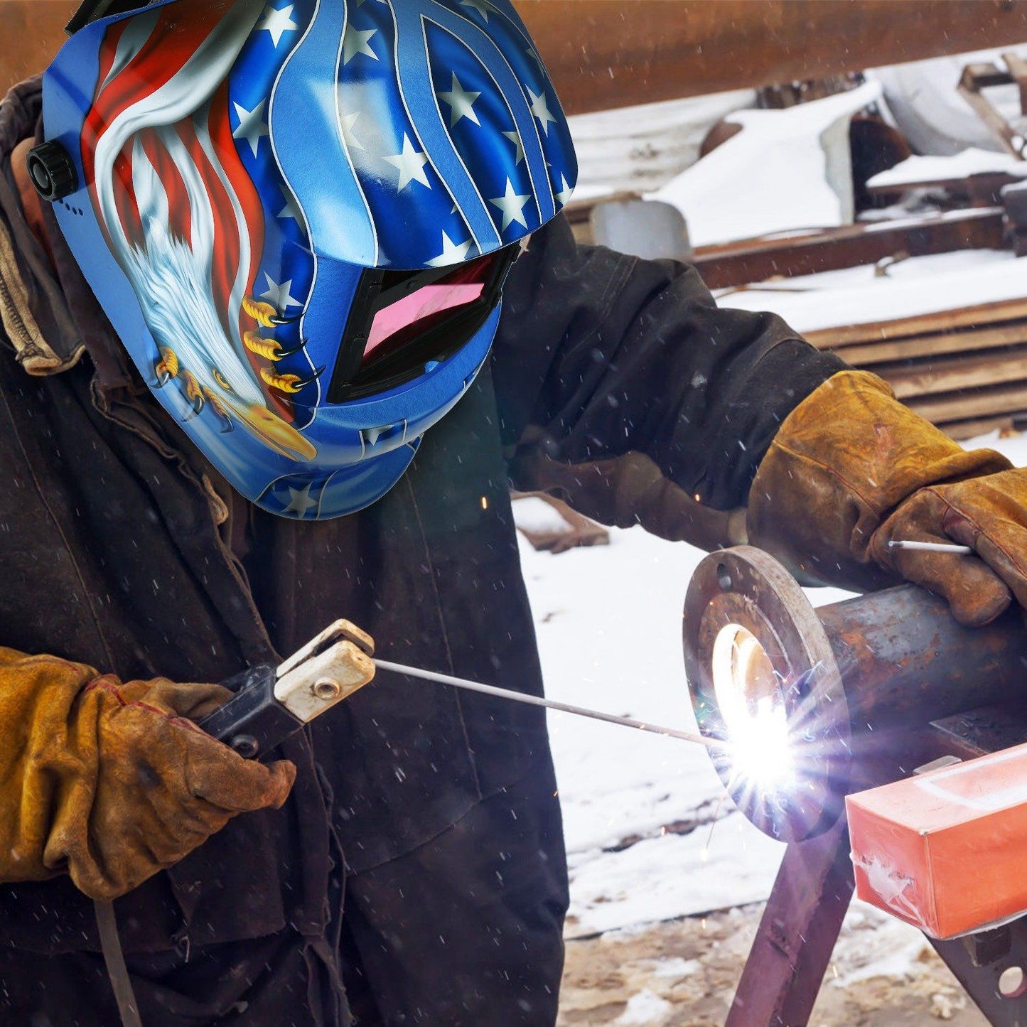 Skorter | Welding Helmet Solar Powered Automatic Darkening Hood with Adjustable Wide Screen