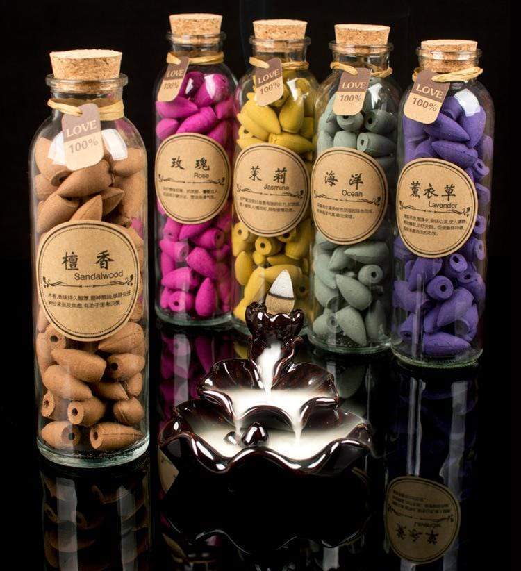 Skorter | Smoking Man Backflow Incense Cones Glass Bottle 60 Pieces