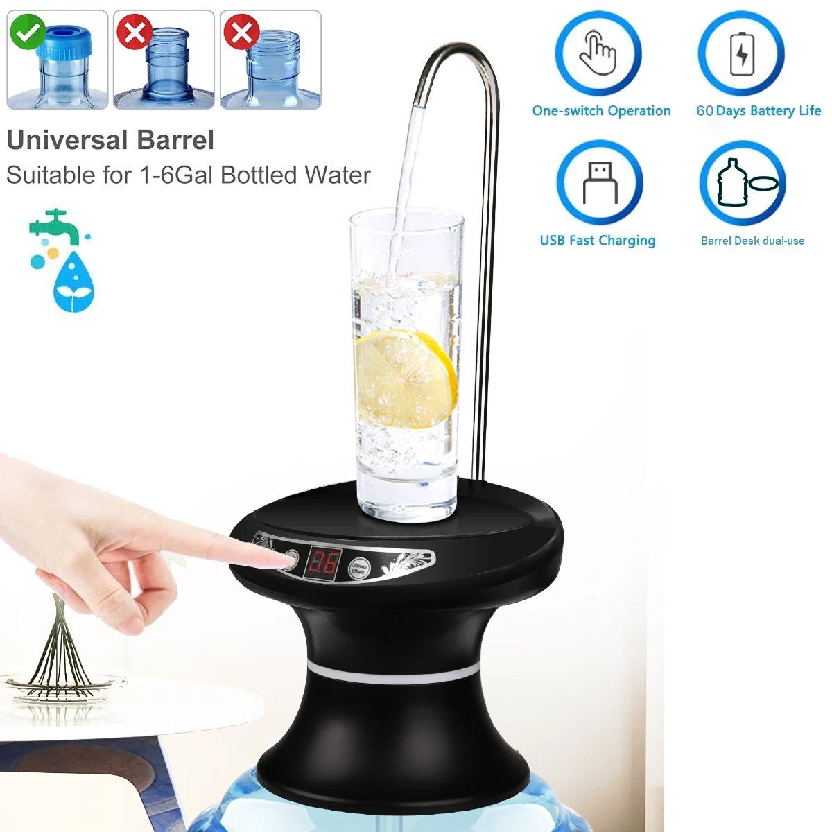 Skorter | Wireless Electric Drinking Water Bottle Pump Dispenser