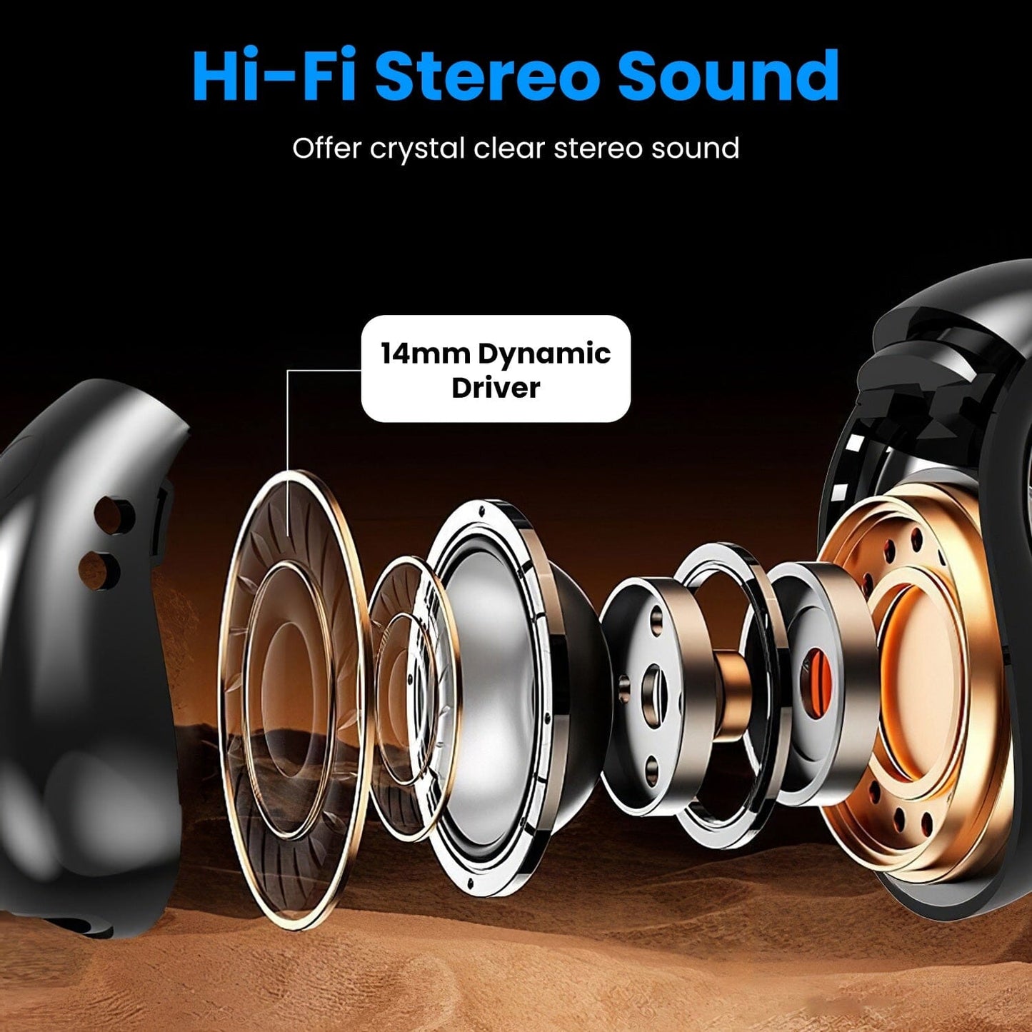 Skorter | Wireless V5.3 Open Ear Clip Earbuds IPX3 Waterproof Ultra Open Earbuds with LED Display