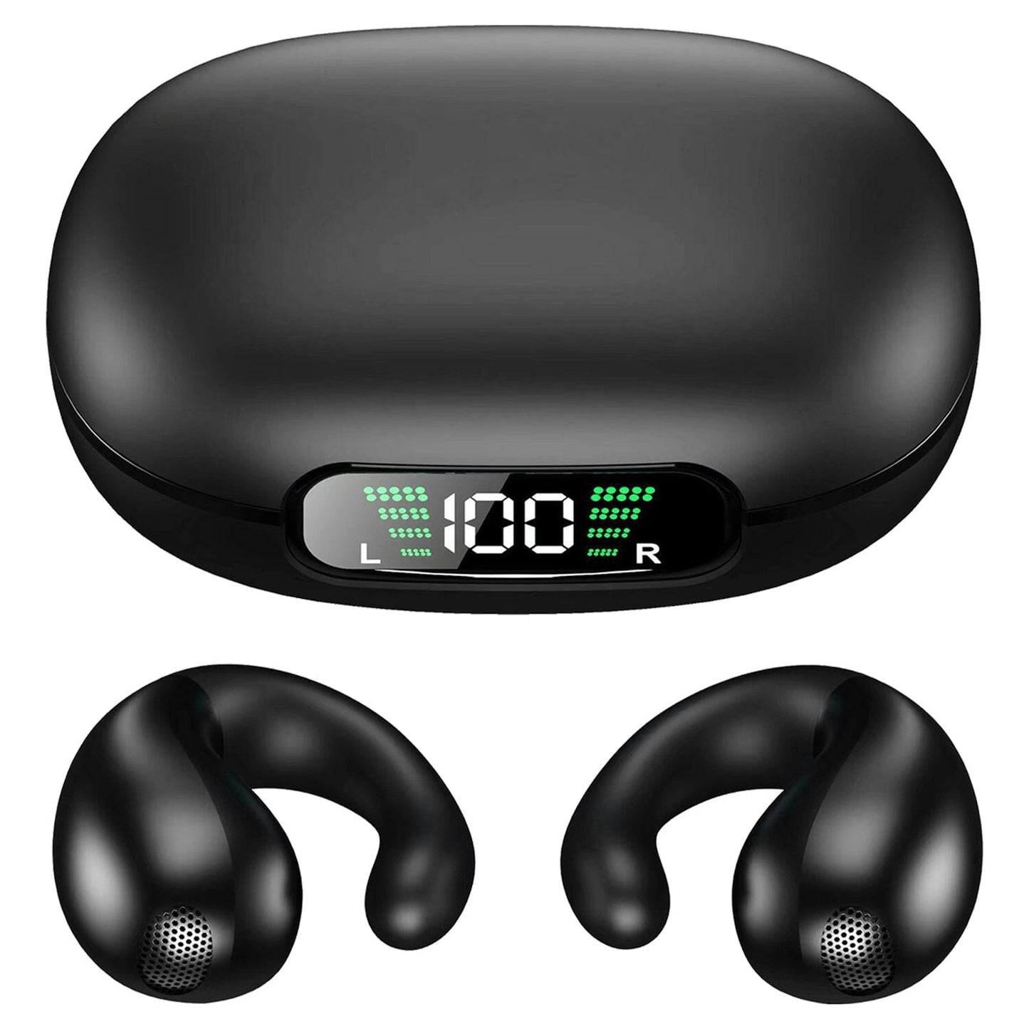Skorter | Wireless V5.3 Open Ear Clip Earbuds IPX3 Waterproof Ultra Open Earbuds with LED Display