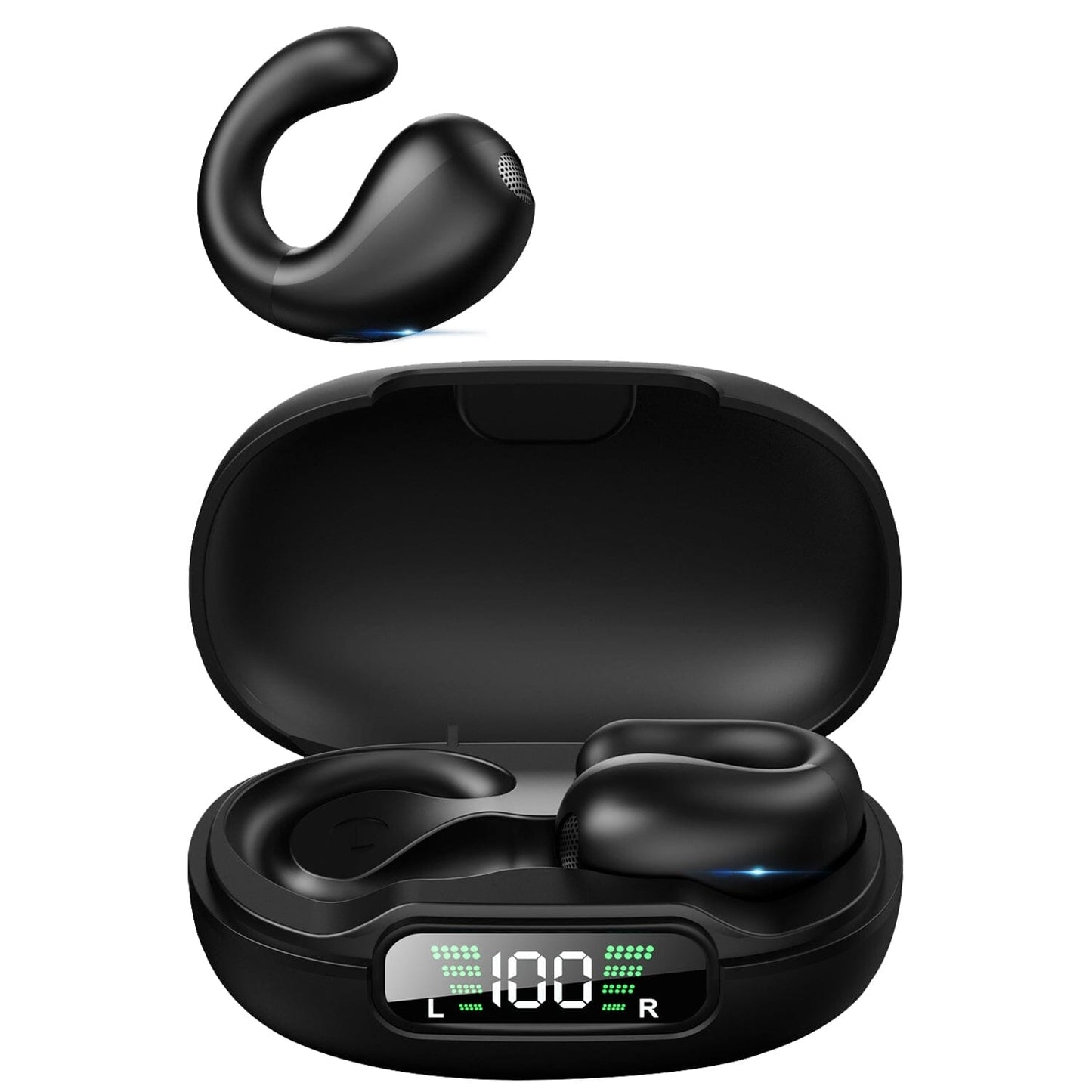 Skorter | Wireless V5.3 Open Ear Clip Earbuds IPX3 Waterproof Ultra Open Earbuds with LED Display