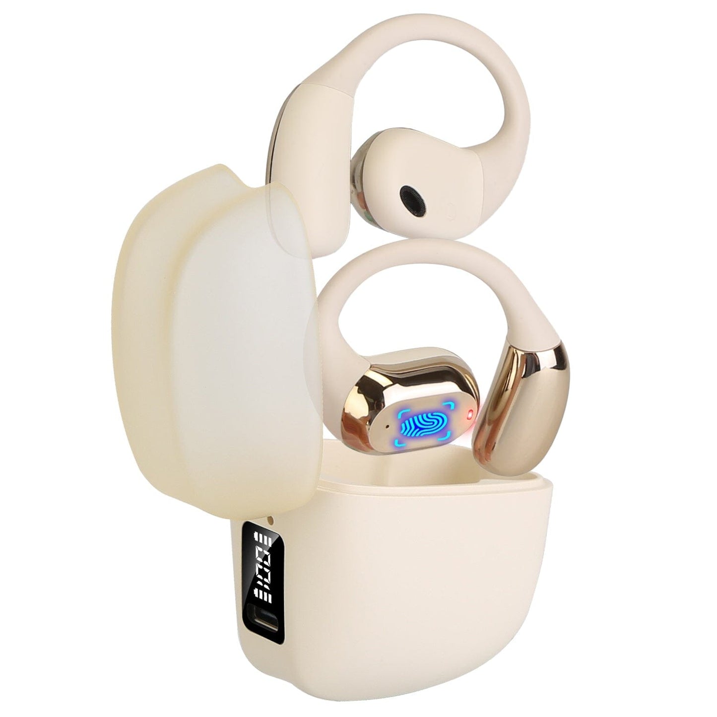 Skorter | Wireless V5.4 Open Ear Earbuds with Earlook LED Display Charging Case