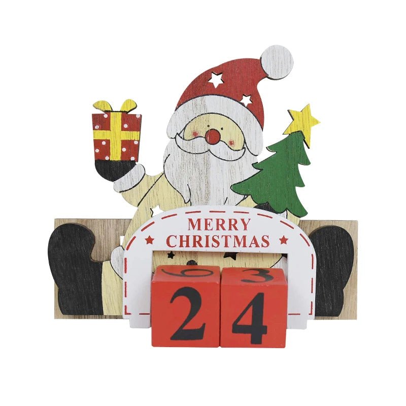 Skorter | Wooden Painted Christmas Countdown Calendar – Festive Christmas Home Decor & New Year Countdown Gift