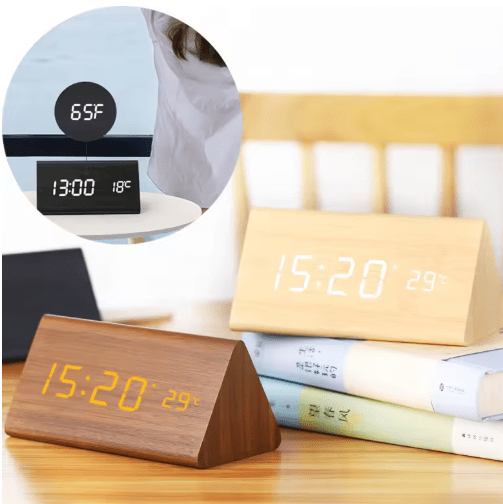 Skorter | AMBIWOOD – Voice-Controlled LED Clock with Minimalist Wooden Design
