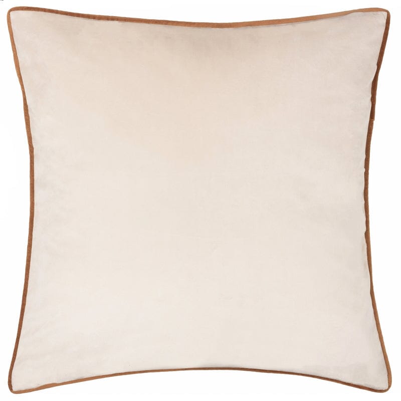 Skorter | Zara Ecru Velvet Cushion with Rust Colored Piping - 55x55cm