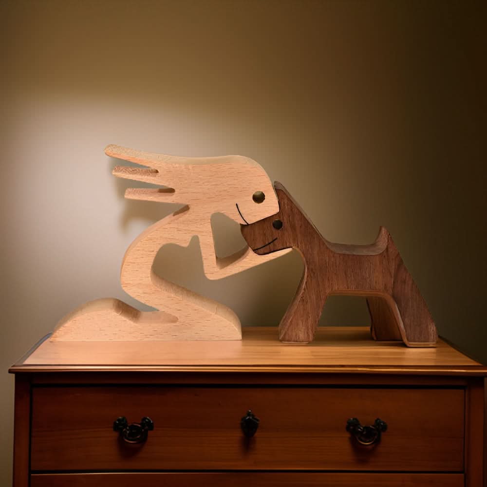 Skorter | Handcrafted Wood Dog and Human Figurine